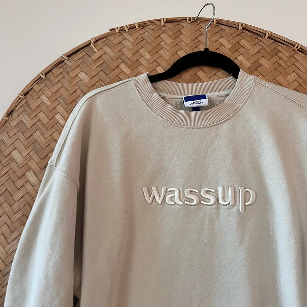 WASSUP HOUSE 3D EMBROIDERY BASIC LOGO SWEATSHIRT‎ SURF SKATER STYLE CALIFORNIA